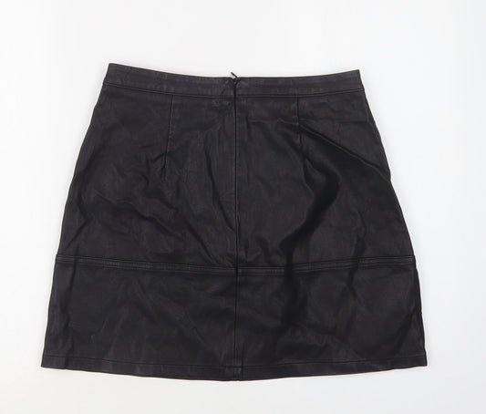 New Look Womens Black Polyurethane Mini Skirt Size 10 Zip
