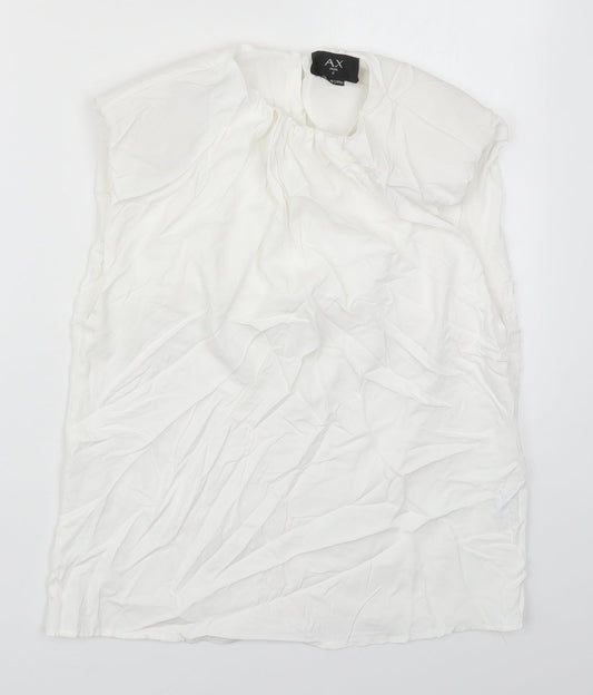 AX Paris Womens White Polyester Basic Tank Size 8 Round Neck
