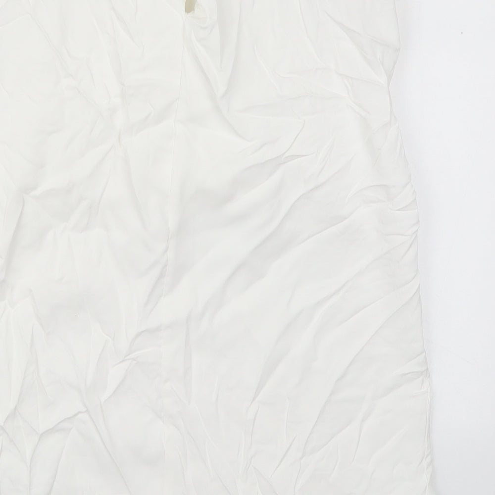 AX Paris Womens White Polyester Basic Tank Size 8 Round Neck