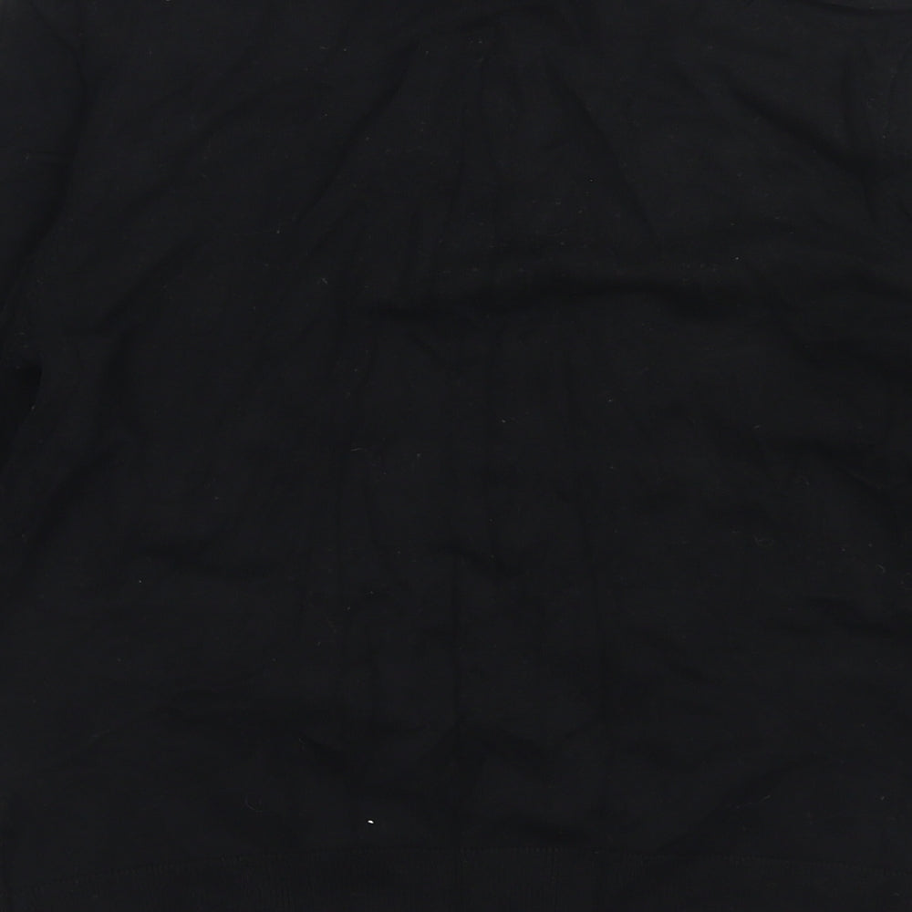 Brand and care label for Precis women’s black crew neck viscose jumper, size S