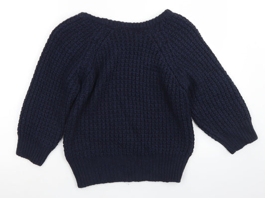 Limited Collection Womens Blue Round Neck Acrylic Pullover Jumper Size S