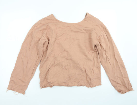 Womens UK Size S Zara Brown Wrap T-Shirt
