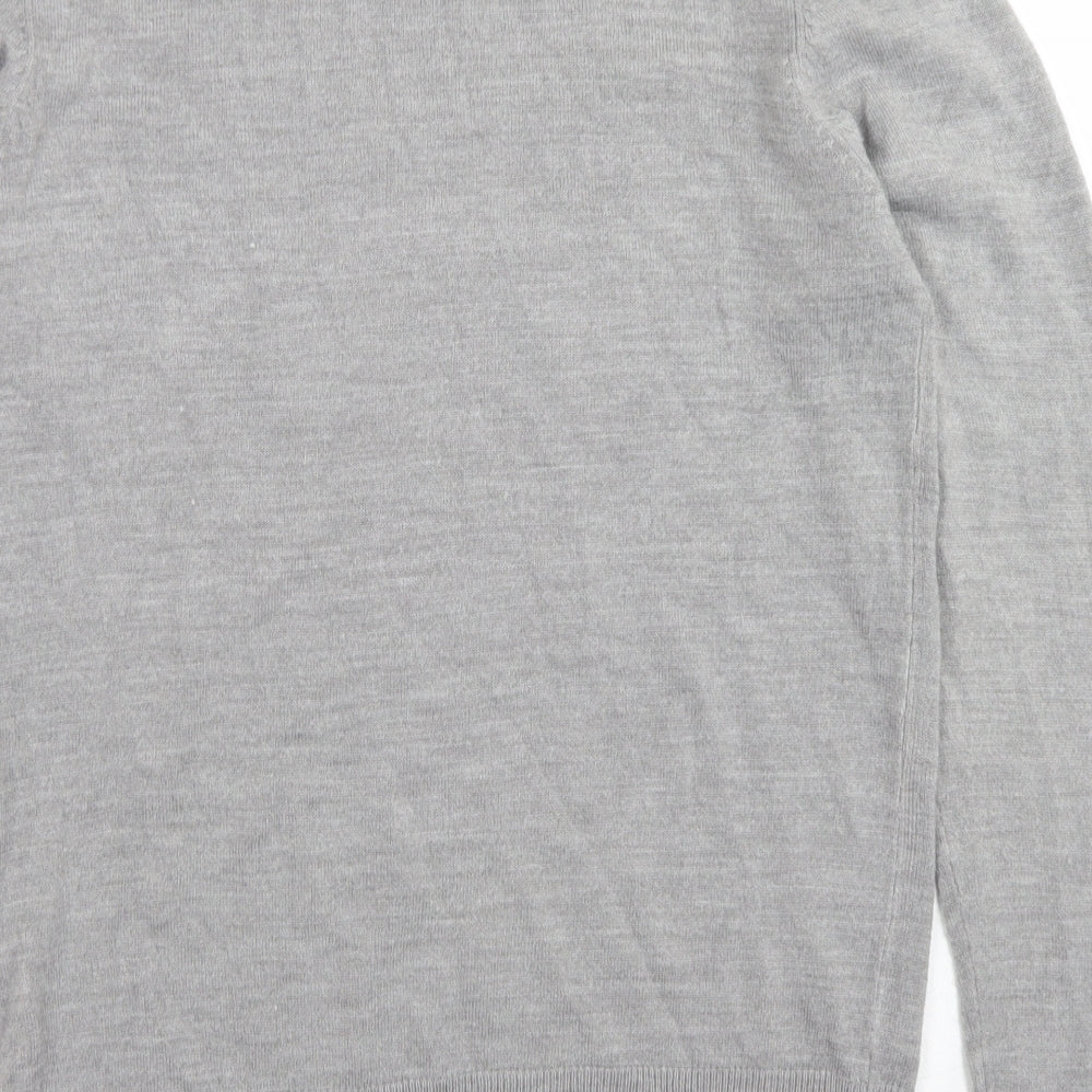 Cedar Wood State Mens Grey Crew Neck Acrylic Pullover Jumper Size S