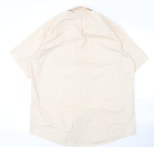 Primark Mens Beige Cotton Button-Up Size 17 Collared Button
