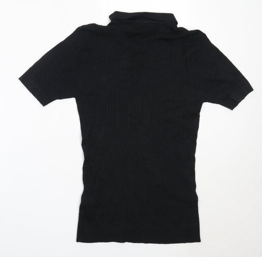 Boohoo Mens Black Viscose Polo Size S Collared