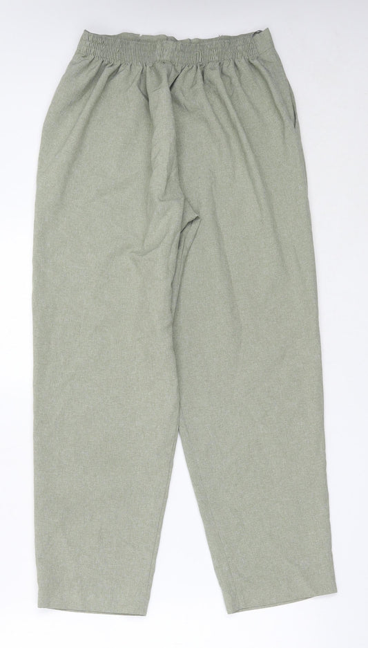 Classic Womens Green Polyester Trousers Size 12 L25.5 in Regular