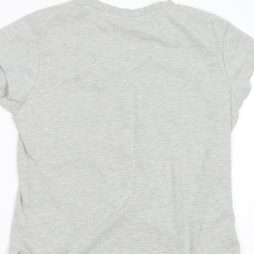 LA Gear Womens Grey Polyester Basic T-Shirt Size 16 V-Neck
