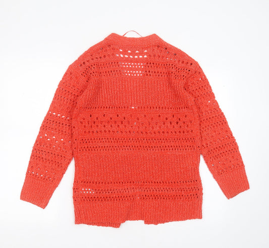 Papaya Womens Red V-Neck Striped Polyester Cardigan Jumper Size S