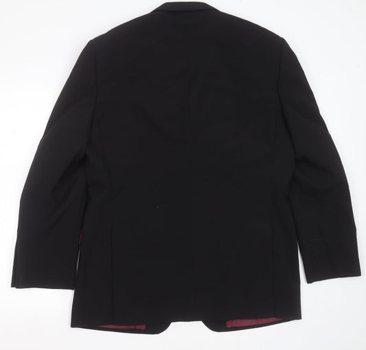 1860 Menswear Mens Black  Polyester Jacket Suit Jacket Size 40