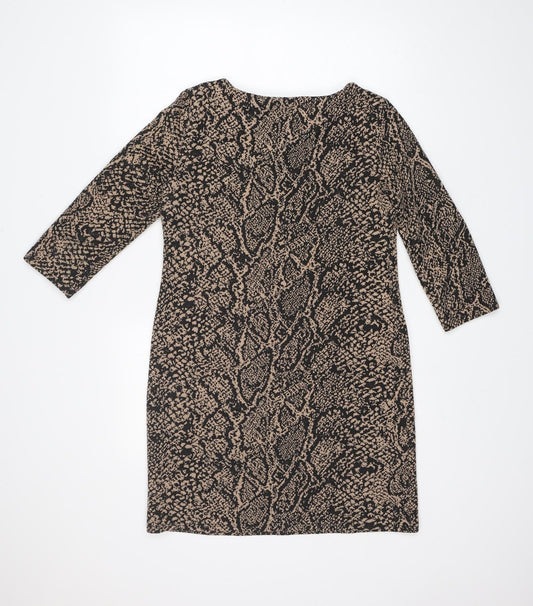 Dorothy Perkins Womens Multicoloured Animal Print Polyester A-Line Size 12 Boat Neck