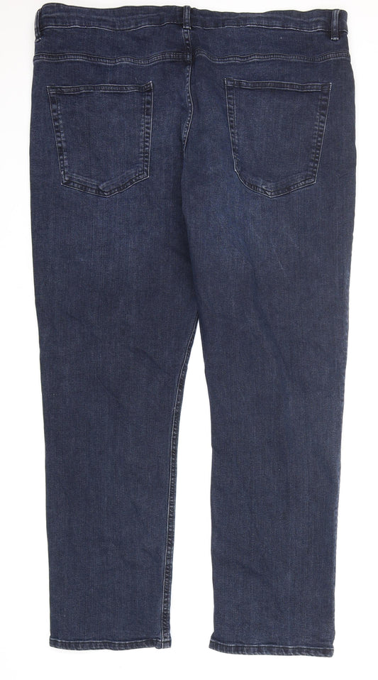 George Womens Blue Cotton Straight Jeans Size 42 in L21 in Regular Zip