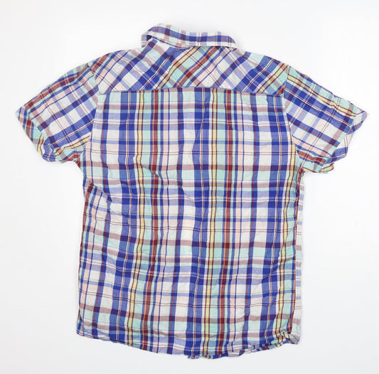 Mens UK Size M Easy Multicoloured Button-Up Short Sleeve Casual Shirt