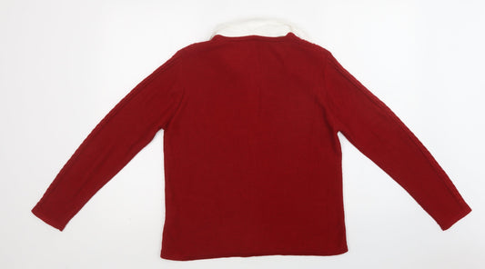 Womens UK Size M Jumper Red Cardigan Jumper