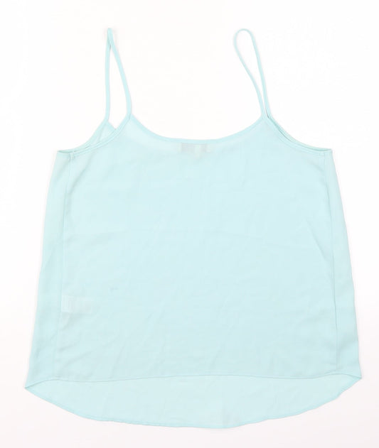 Papaya Womens Blue Polyester Basic Tank Size 10 Scoop Neck