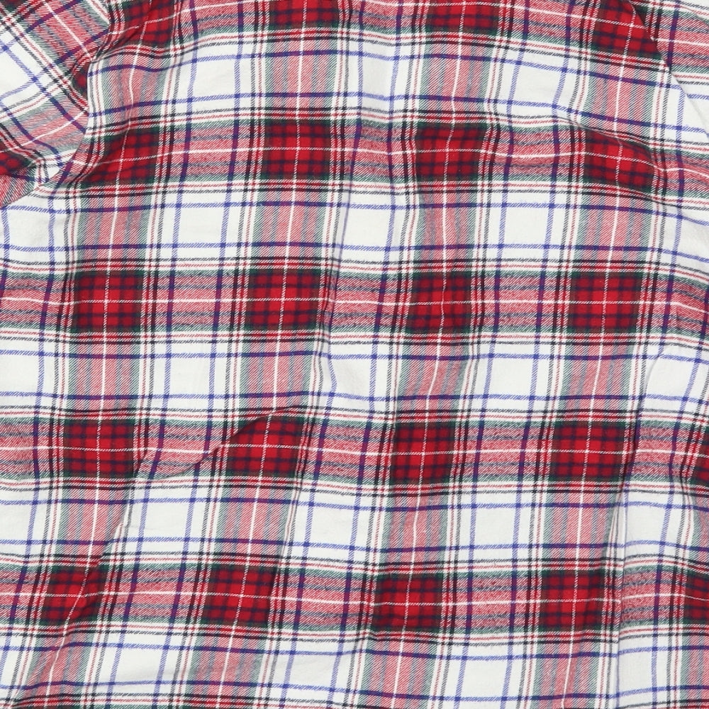 Marks and Spencer Womens Red Check Cotton Top Pyjama Top Size 8 Button