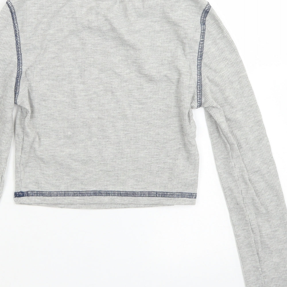 SheIn Girls Grey Polyester Cropped T-Shirt Size 8-9 Years Crew Neck - Los Angeles