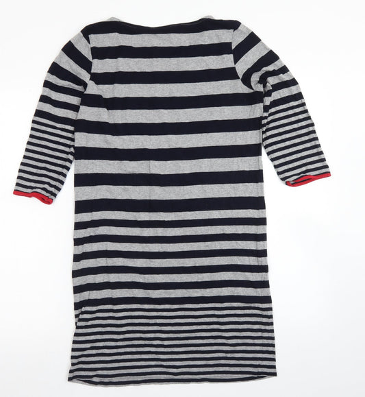 Autograph Womens Grey Striped Viscose A-Line Size 12 Round Neck