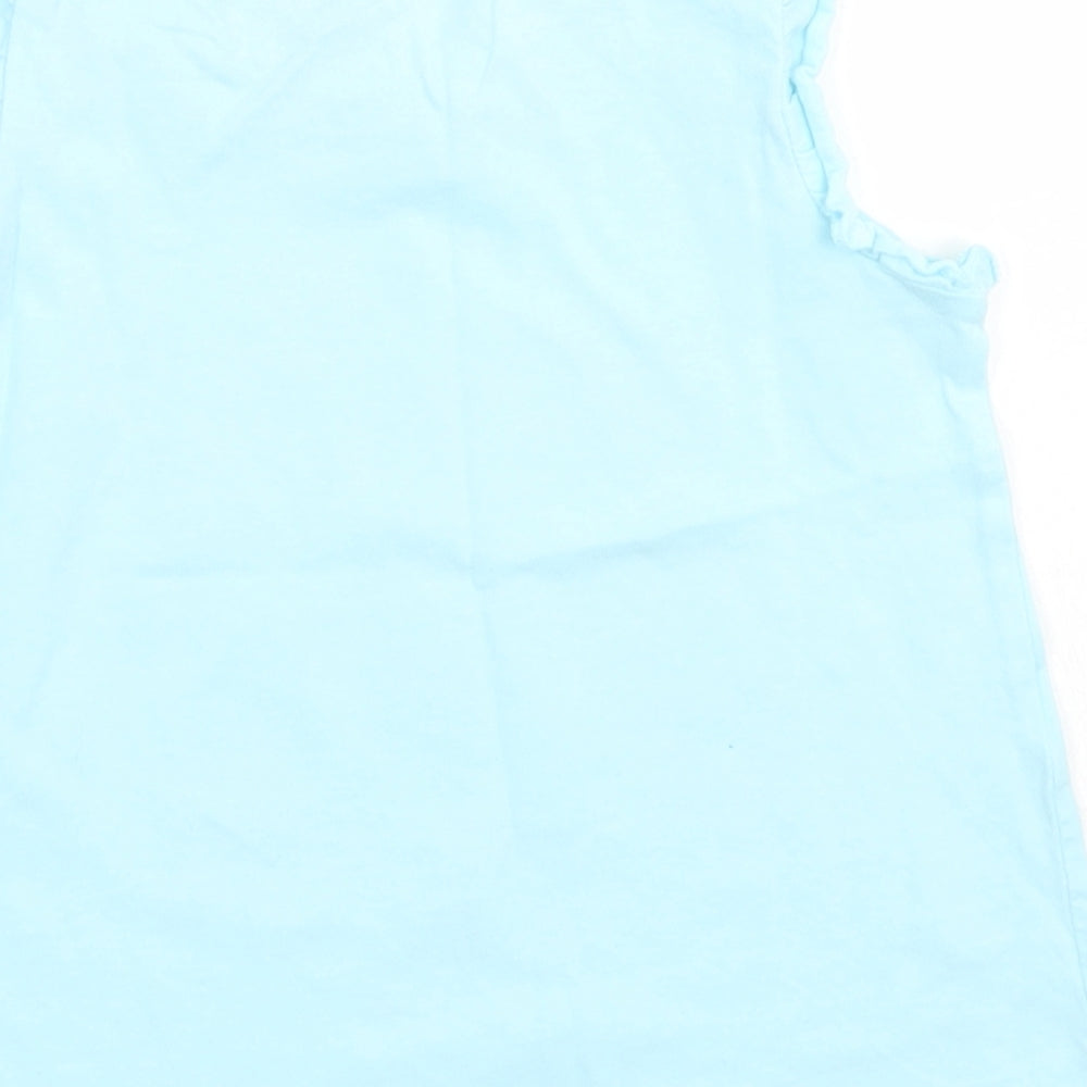 Matalan Girls Blue Cotton Basic T-Shirt Size 3-4 Years Crew Neck - Unicorn Beach