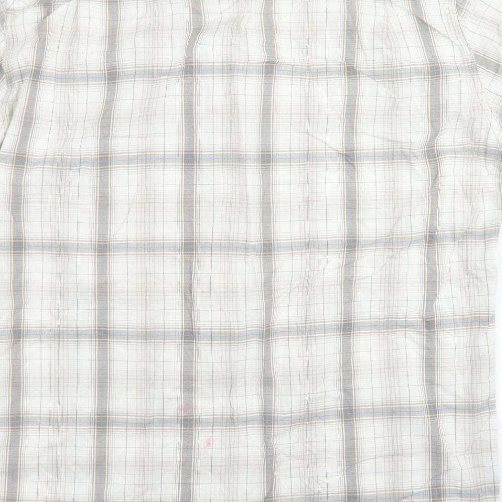 Quechua Mens Ivory Plaid Cotton Button-Up Size M Collared Button