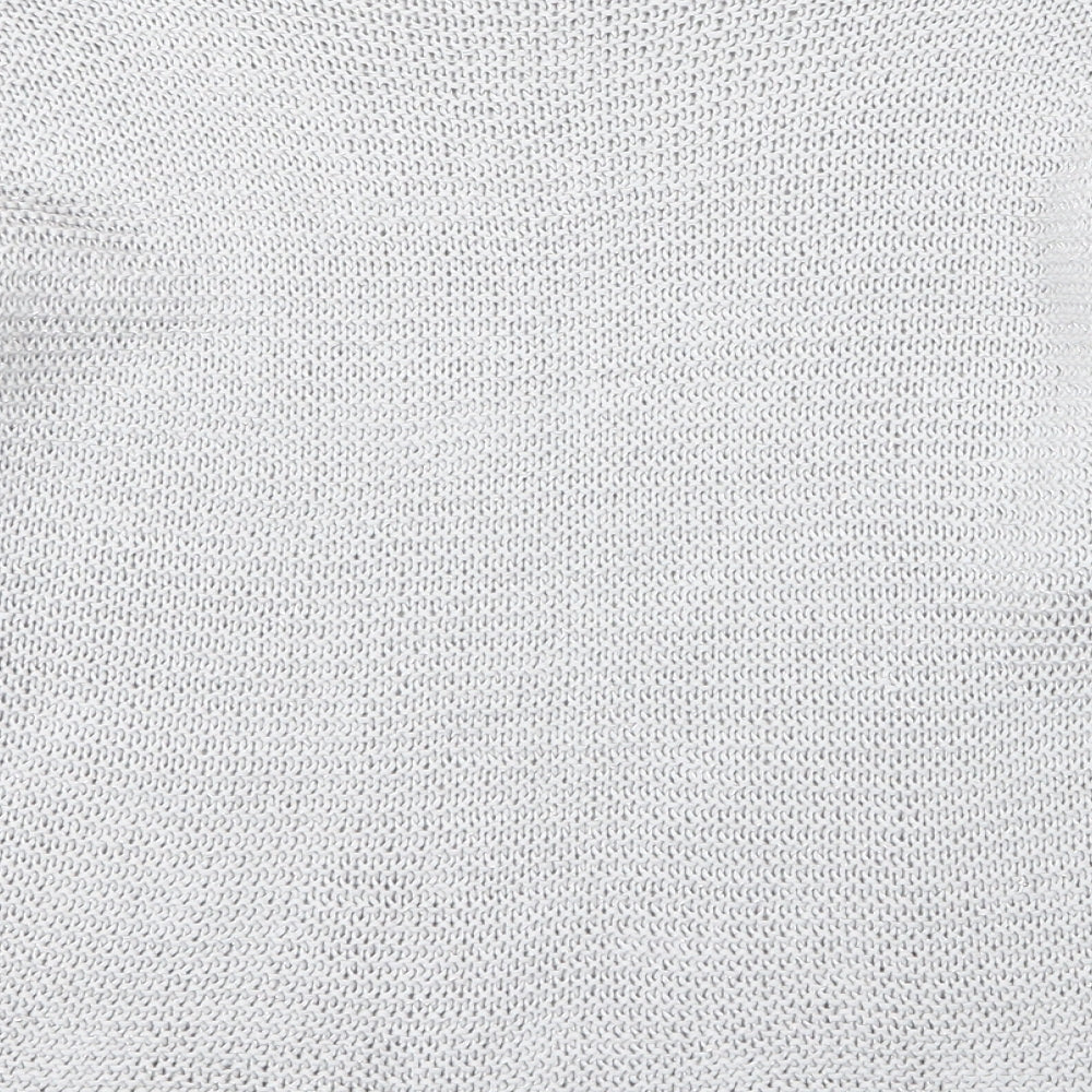 Carina Ricci Womens Silver Acrylic Basic Blouse Size M Round Neck