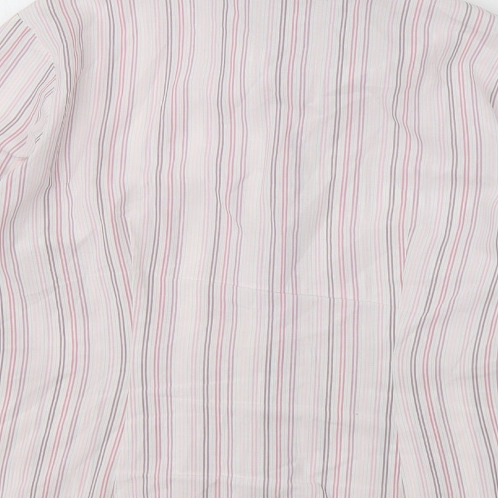George Womens Pink Striped Polyester Basic Button-Up Size 14 Collared