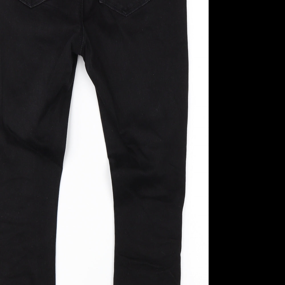 Brand and care label for Gap women’s black skinny jeans, size UK 31, 28-inch leg regular
