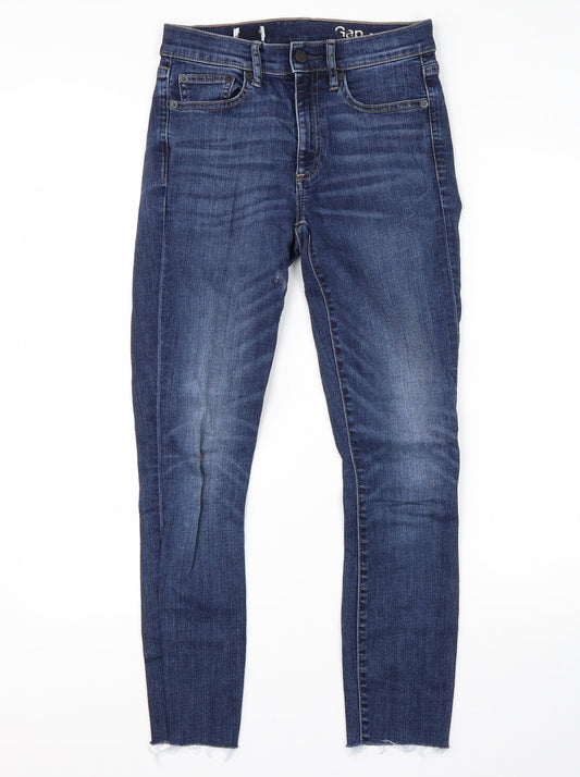 Additional front view of Gap women’s blue cotton skinny jeans, size UK 26, in, 28-inch leg regular