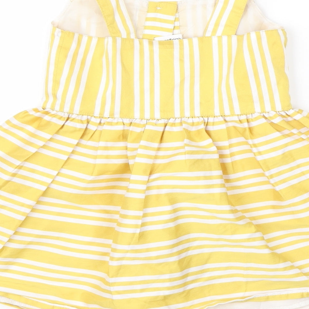 Ladybird Girls Yellow Striped Polyester Fit & Flare Size 18-24 Months Square Neck