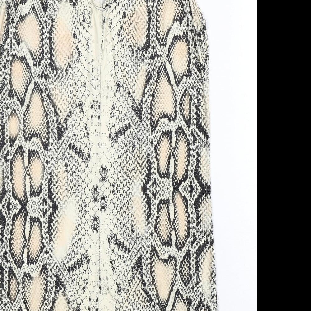Brand and care label for women’s multicoloured animal print polyester pencil dress one size halter - soft, summer
