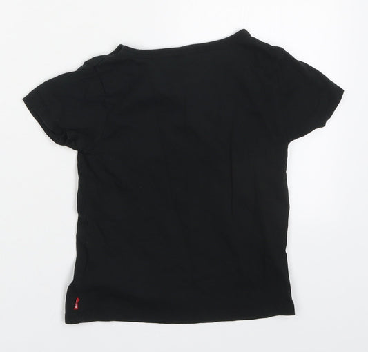 Levi's Girls Black Cotton Basic T-Shirt Size 6 Years Round Neck Pullover