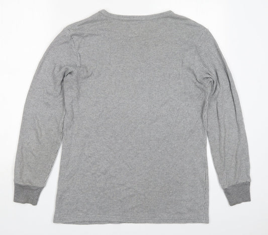 F&F Mens Grey Striped Cotton Pullover Sweatshirt Size L