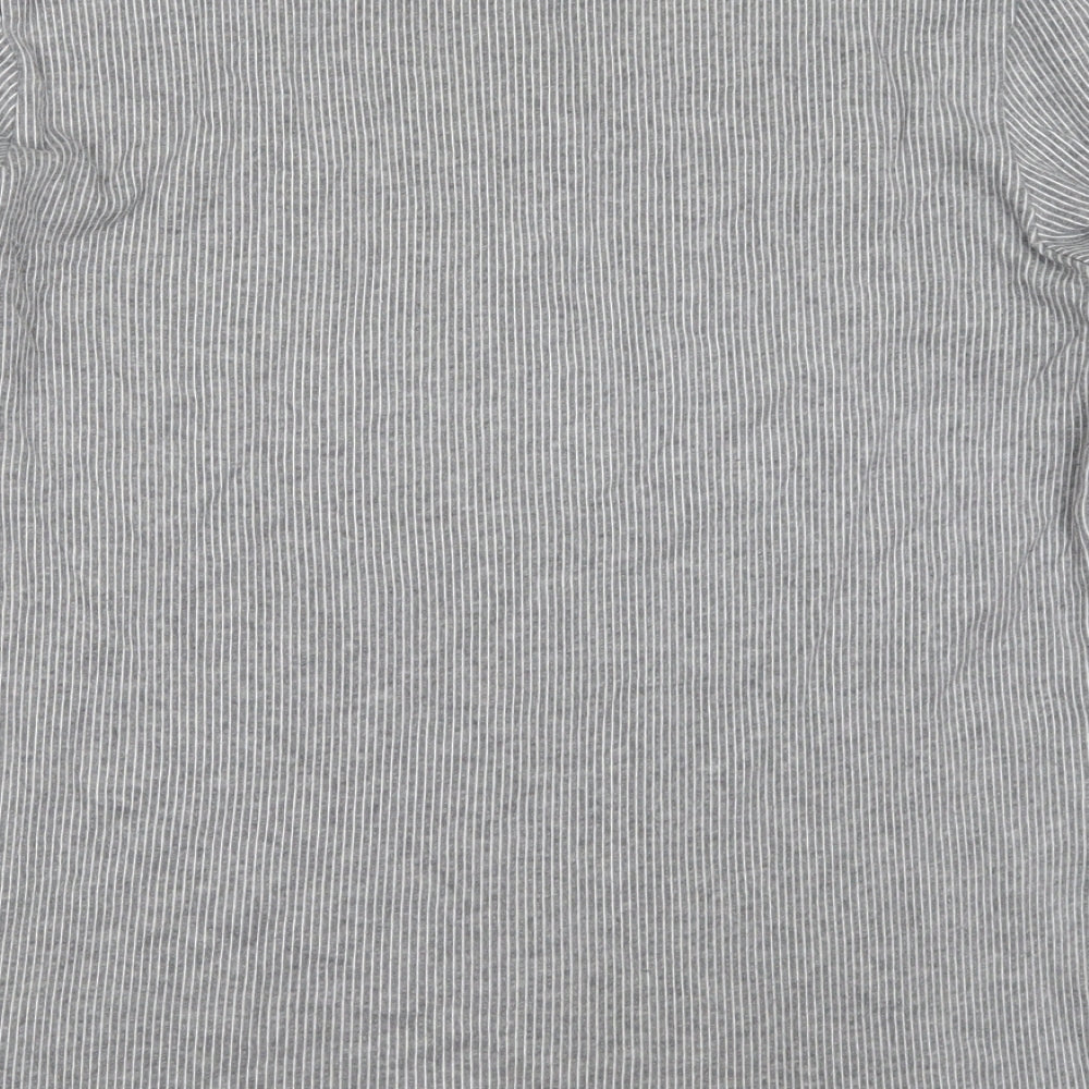 F&F Mens Grey Striped Cotton Pullover Sweatshirt Size L