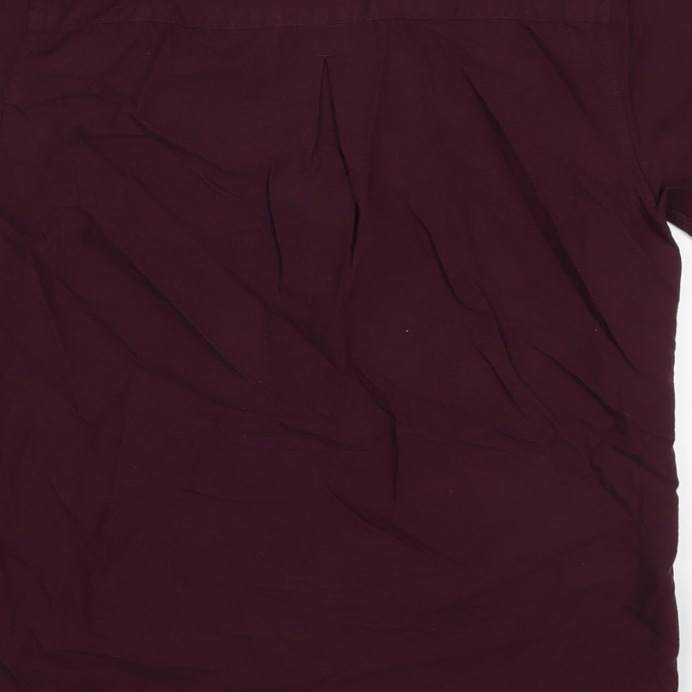 River Island Mens Red Cotton Button-Up Size S Collared Button - Burgundy