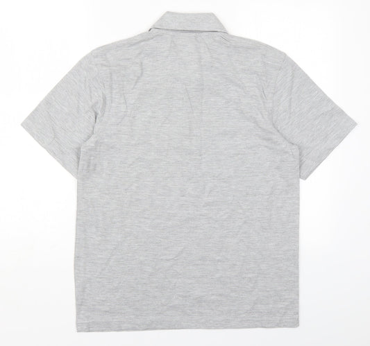 Uneek Mens Grey Polyester Polo Size S Collared Pullover