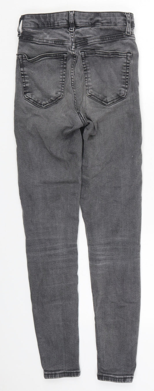 Topshop Womens Grey Cotton Skinny Jeans Size 25 in L28 in Regular Button