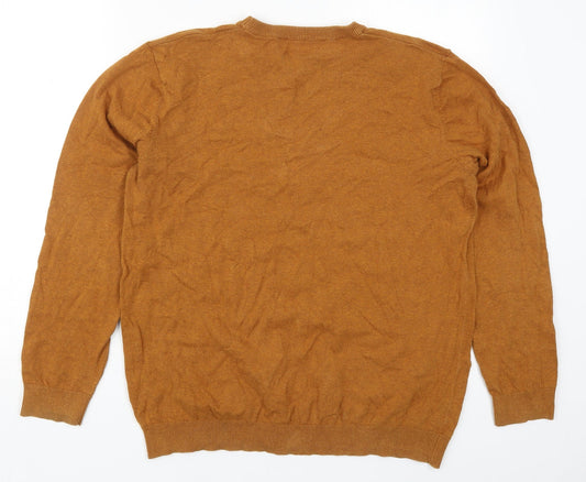 Matalan Mens Brown Round Neck Cotton Pullover Jumper Size L