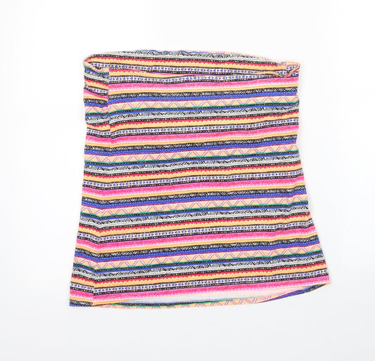 Matalan Womens Orange Geometric Cotton Basic Tank Size 14 Off the Shoulder