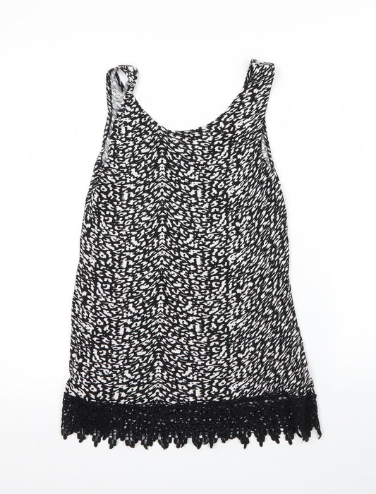 Papaya Womens Black Viscose Basic Tank Size 8 Scoop Neck