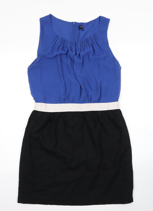 NEXT Womens Blue Cotton A-Line Size 12 Round Neck Zip