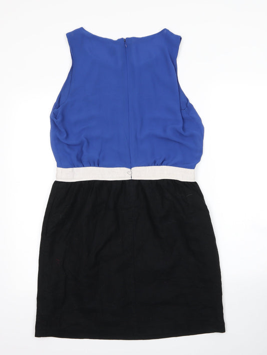 NEXT Womens Blue Cotton A-Line Size 12 Round Neck Zip