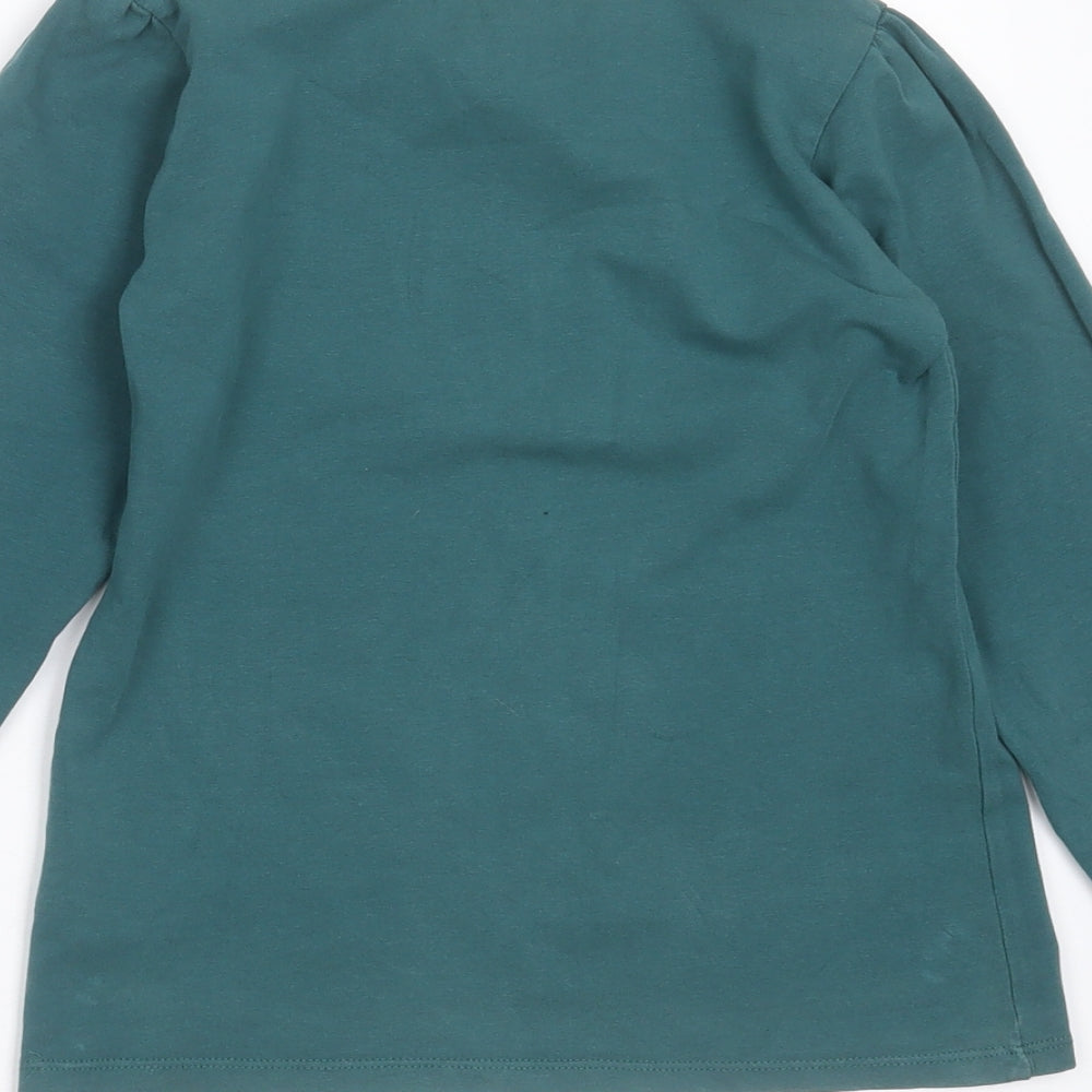 Vertbaudet Girls Green Cotton Basic T-Shirt Size 10 Years Round Neck