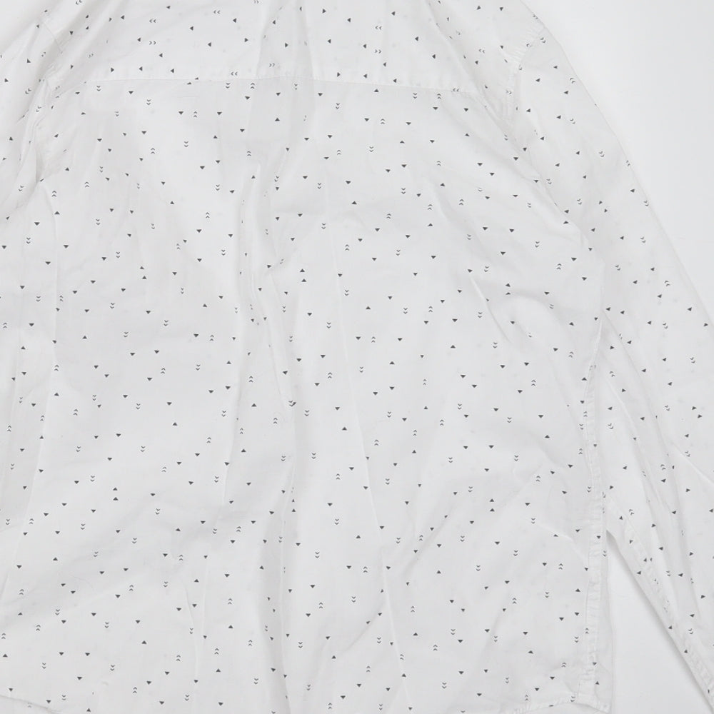 Primark Boys White Geometric Cotton Basic Button-Up Size 10-11 Years Collared Button