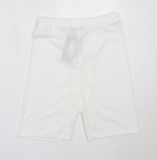 PRETTYLITTLETHING Womens White  Polyester Compression Shorts Size 14  Regular