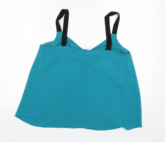 Papaya Womens Green Polyester Basic Blouse Size 12 V-Neck