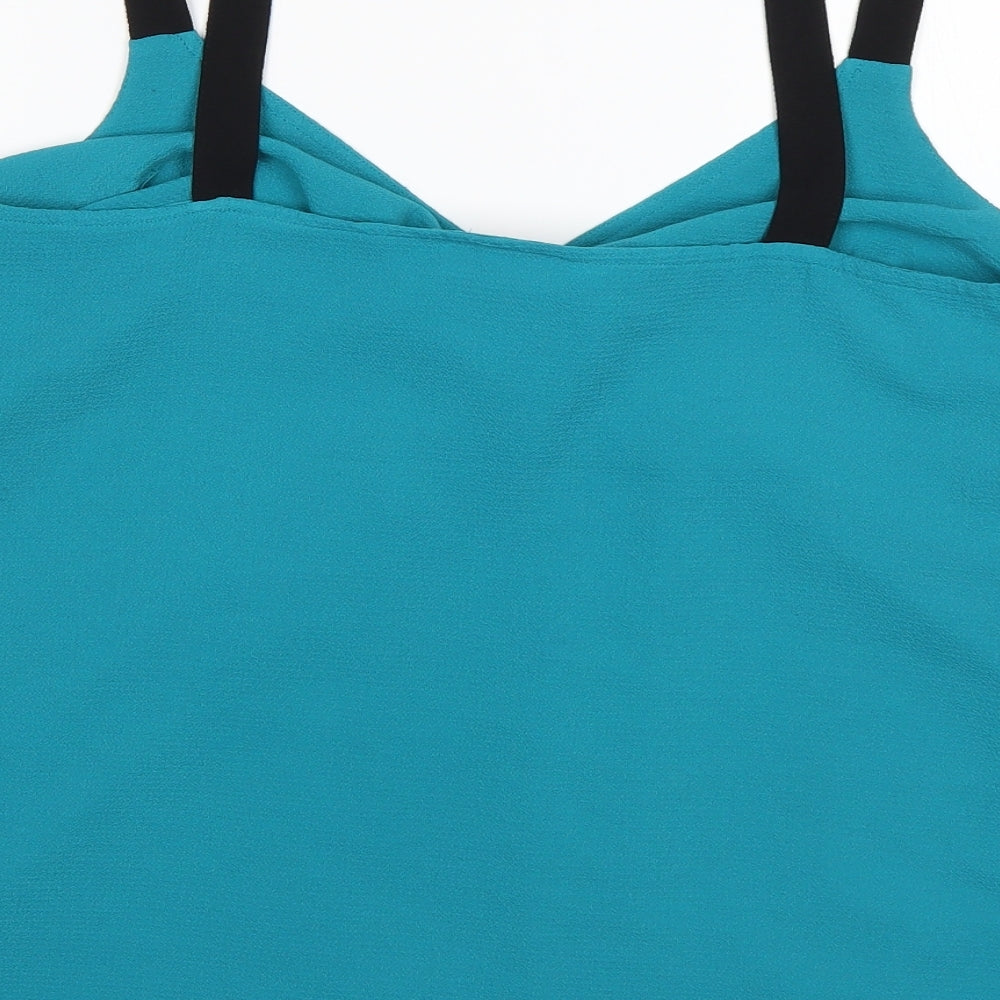 Papaya Womens Green Polyester Basic Blouse Size 12 V-Neck