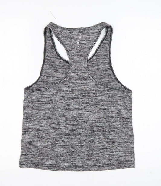 USA Pro Womens Grey Nylon Basic Tank Size 6 Round Neck