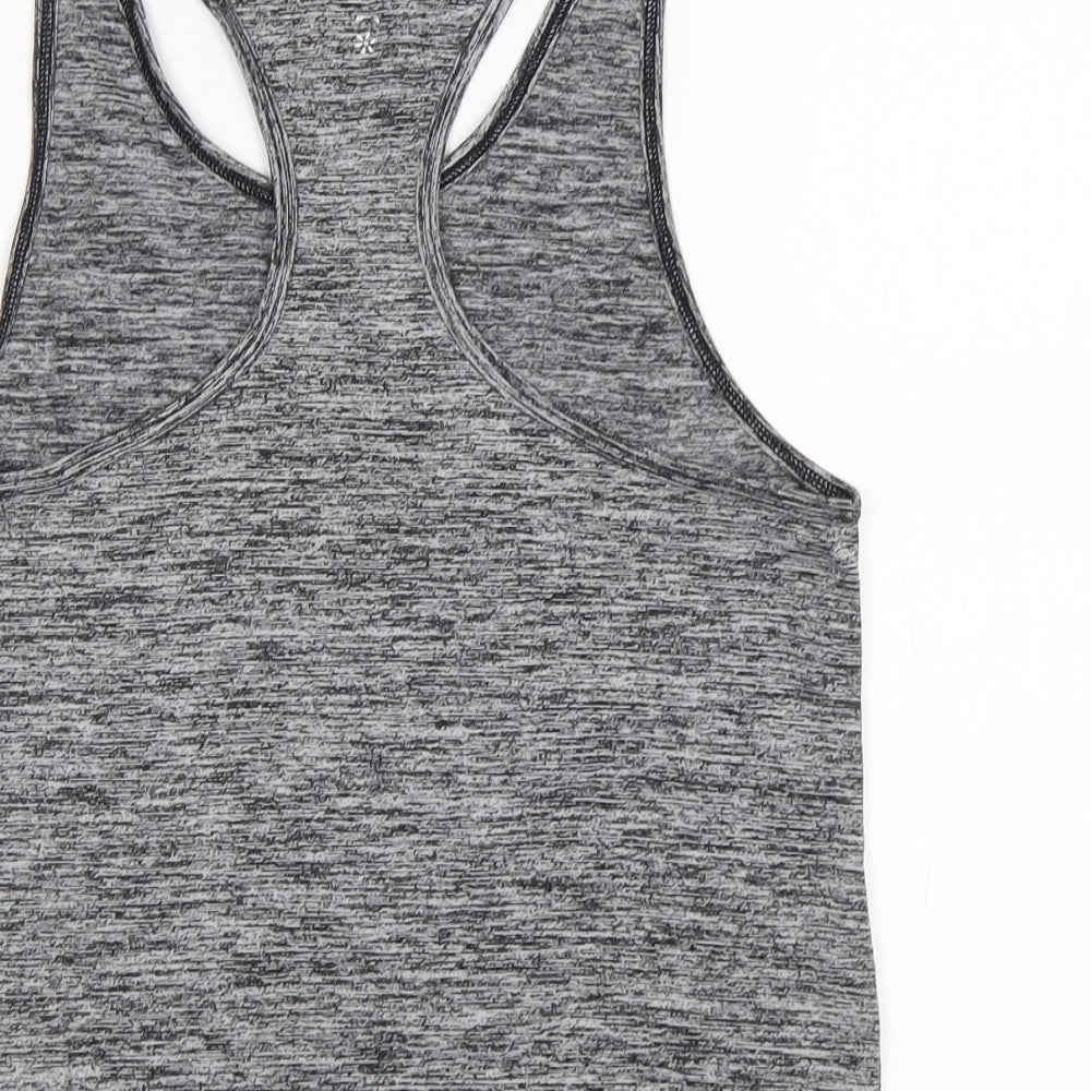Brand and care label for USA Pro women’s grey nylon basic tank, size UK 6, round neck
