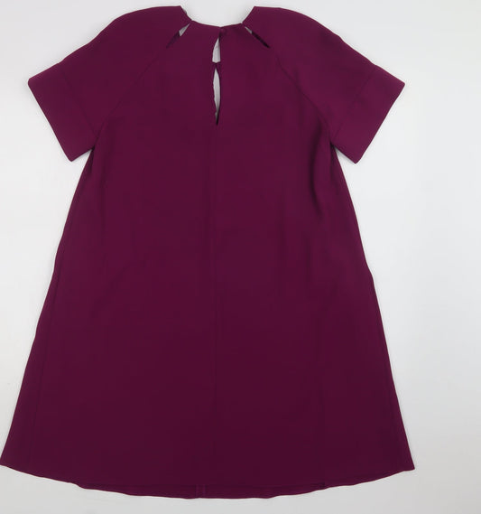 Phase Eight Womens Purple Polyester A-Line Size 10 Round Neck Button