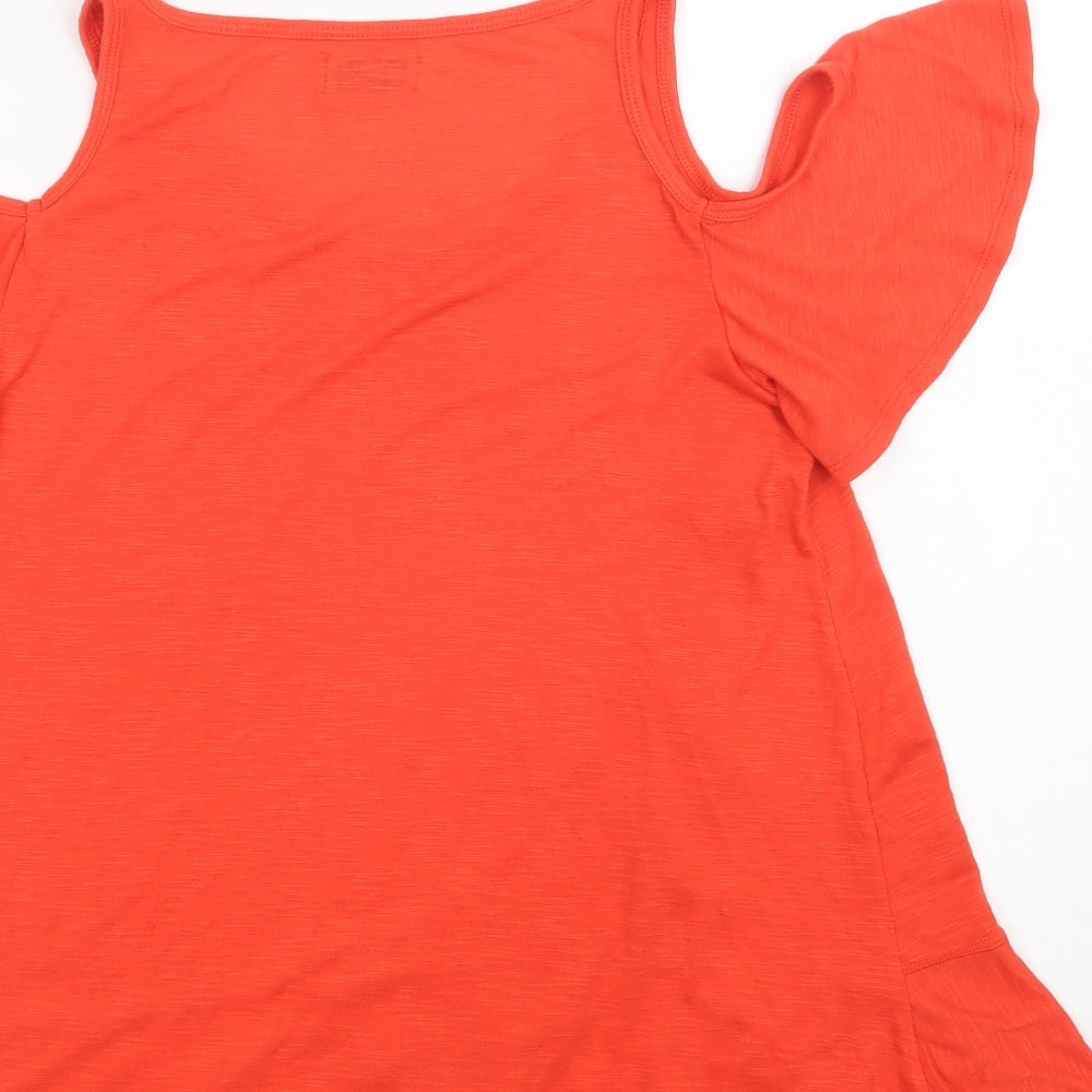 Womens UK Size 12 Papaya Red Basic Blouse