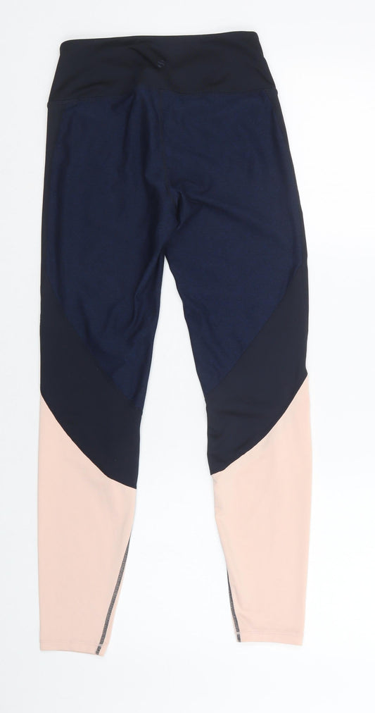 H&M Womens Blue Colourblock Polyester Compression Leggings Size S L29 in Regular